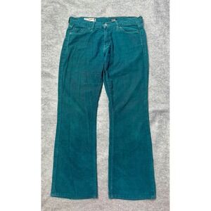 Vintage Y2K Red Engine Women Teal Blue Corduroy Flare Pants Style Size 29 USA